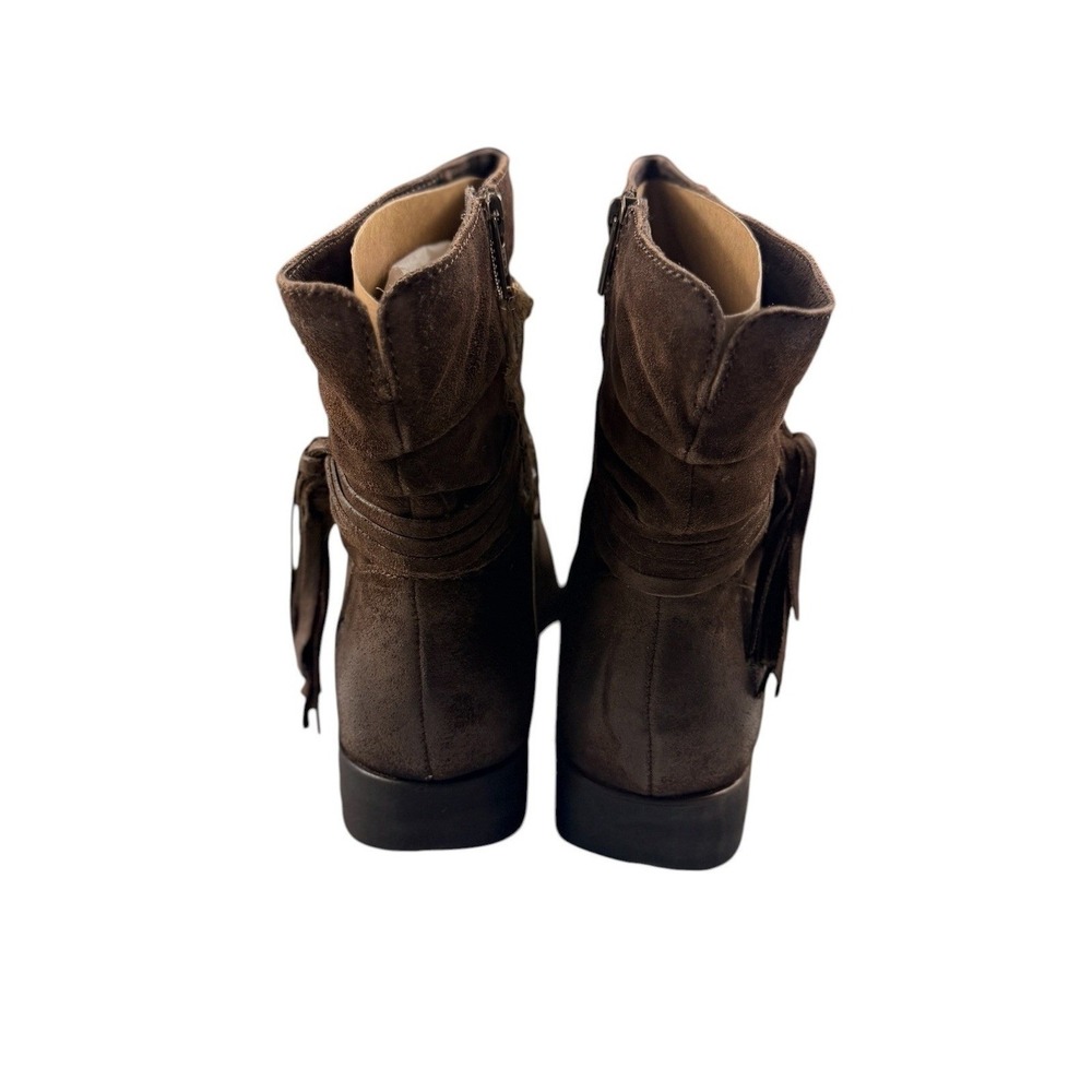 Born Cross Distressed Brown Leather Tassel Ankle Boots Womens 11 D70306 NEW - Picture 6 of 14